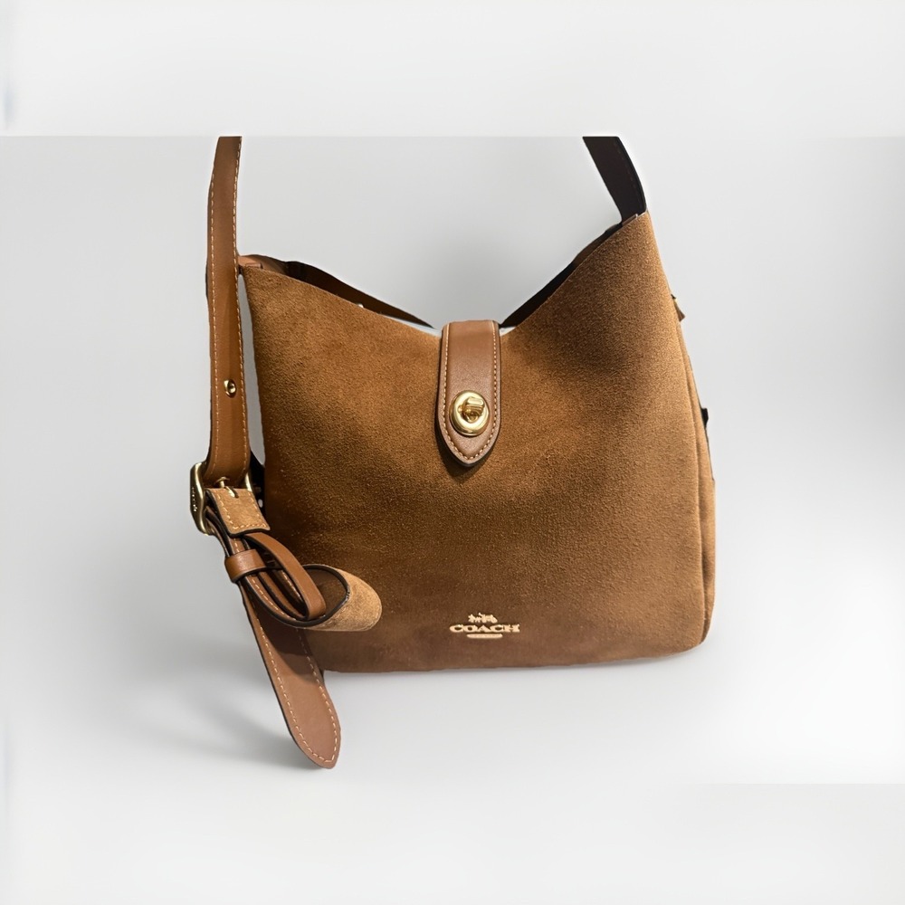 Coach Hadley Convertible Shoulder Crossbody Bag In Suede Sienna
